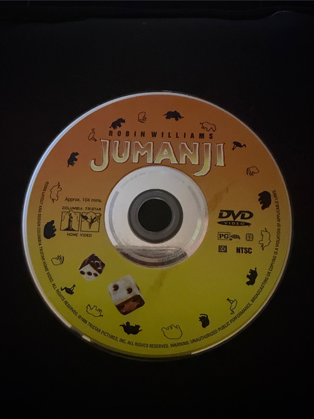 Jumanji DVD - Yellow/Orange Movie Disc